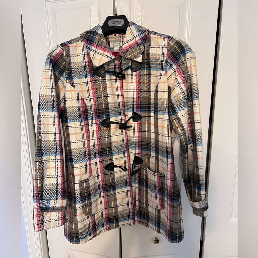 Midweight Plaid Jacket With Toggle Button Front C… - image 1